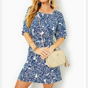NWT Lilly Pulitzer Parigi Boat Neck Romper Aegean Navy Beach Path